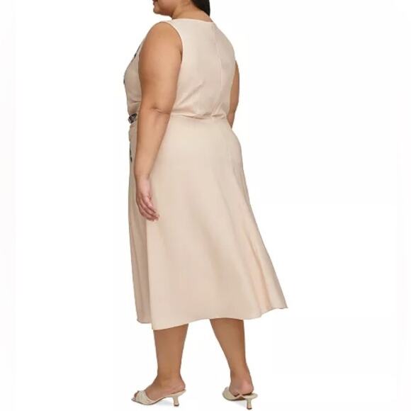 DKNY Plus Size Cowlneck Cascading-Floral Midi Dress Women’s Sz 20W - Picture 5 of 9